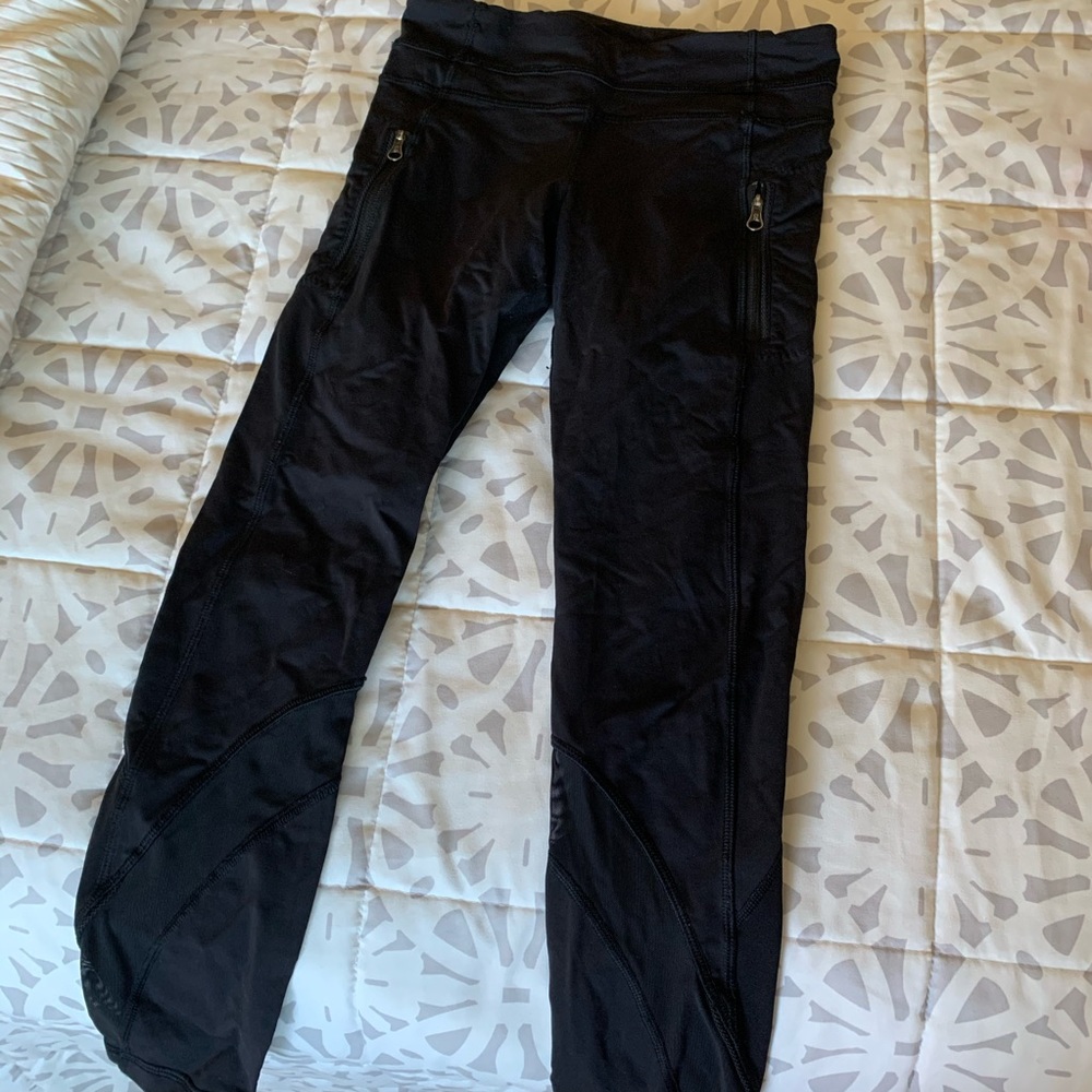 LuluLemon leggings with mesh and zippers